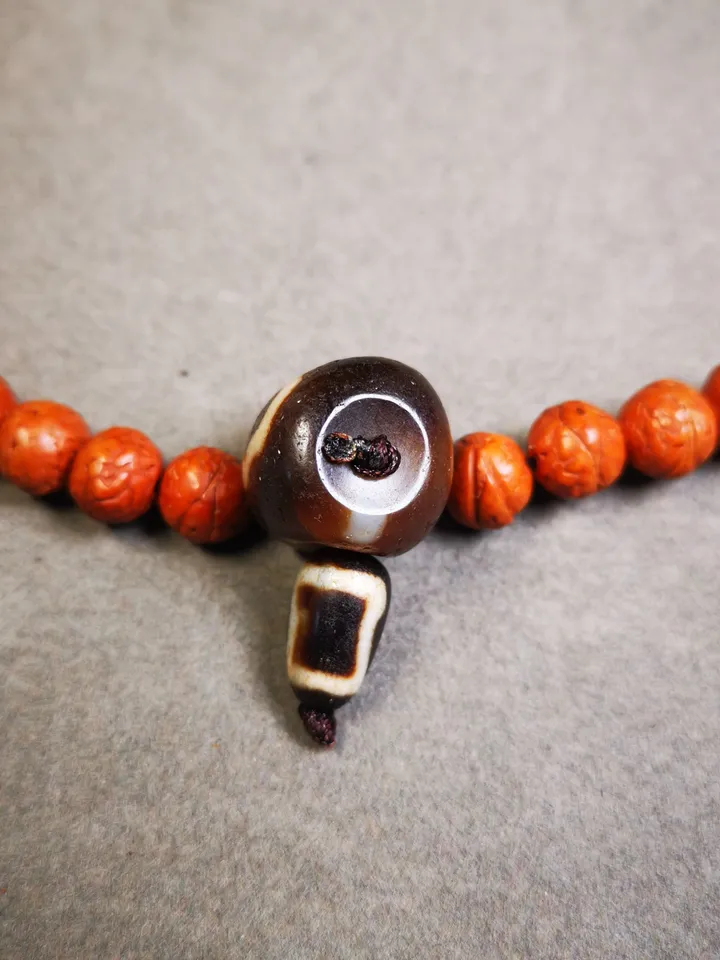 Gandhanra Old Vase Dzi Guru Bead,T-drilled 3-Hole Mala Bead, Prayer Bead,Connector Bead for Buddhist Bead