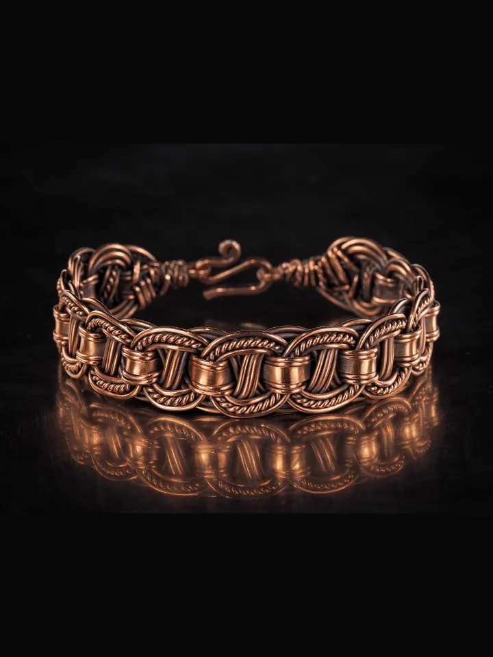 Woven copper wire bracelet Antique style handcrafted copper jewelry Unique gift