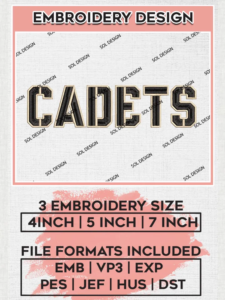 NCAA Cadets Team Logo Embroidery Design Files, NCAA Army Black Knights Machine Embroidery, NCAA Teams, 3 sizes, NCAA Machine embroidery designs, Digital Download