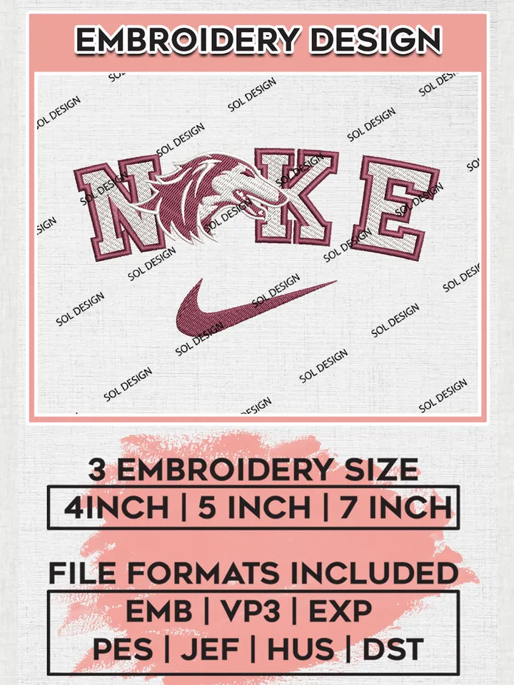 Nike Southern Illinois Salukis Machine Embroidery Design, NCAA Southern Illinois Salukis Embroidery Design files, NCAA Logo Embroidery Designs, NCAA Machine Embroidery Designs, Digital Download