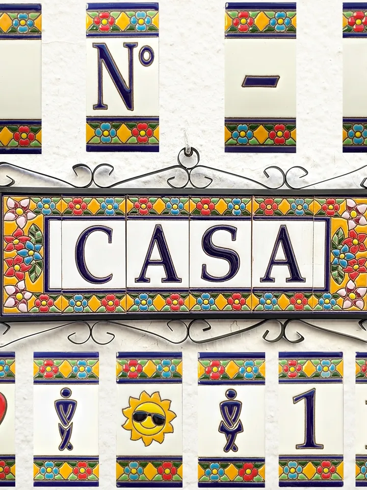 Ceramic letters and numbers 11cm (4.3") for the wall - Hand-glazed in Spain - "SEVILLA" models - Ceramic letters number -