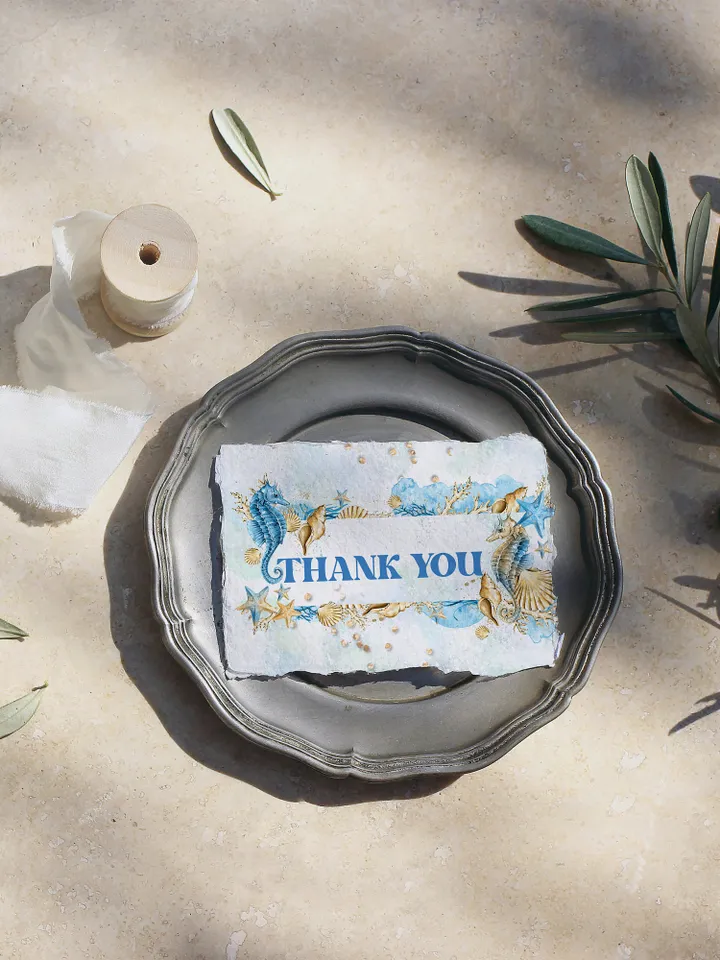 Editable Thank You card ONEder the Sea First Birthday thank you card; Under the Sea Party; Ocean Party Birthday Instant Download; SE1
