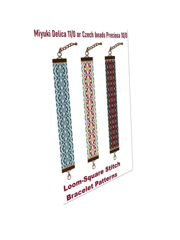 Cuff Bracelet Loom - Square Stitch Bead Patterns Bracelet Beading Patterns Bead loom pattern Miyuki Delicas - Preciosa Instant Download