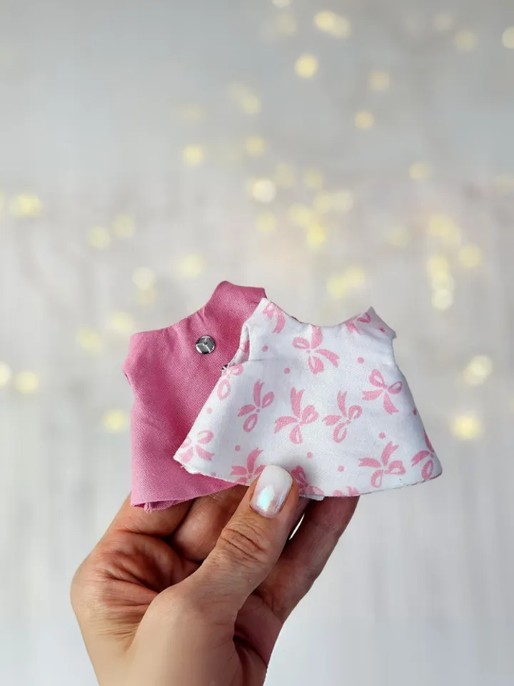 PDF Mini Fabric Doll in a dress 14cm (5.5") sewing pattern and tutorial