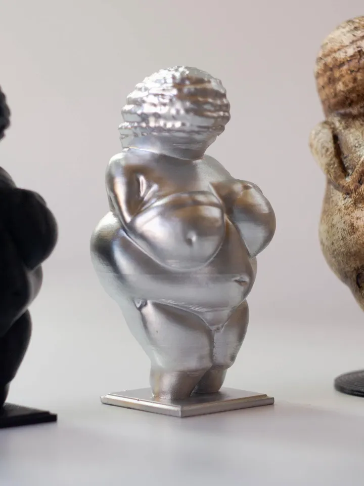 Pack of 3 Ancient Paleolithic Venus of Willendorf Brown, Silver and Black, Museum Replica, Fertility Goddess, Tribal Craft, Museum Replica