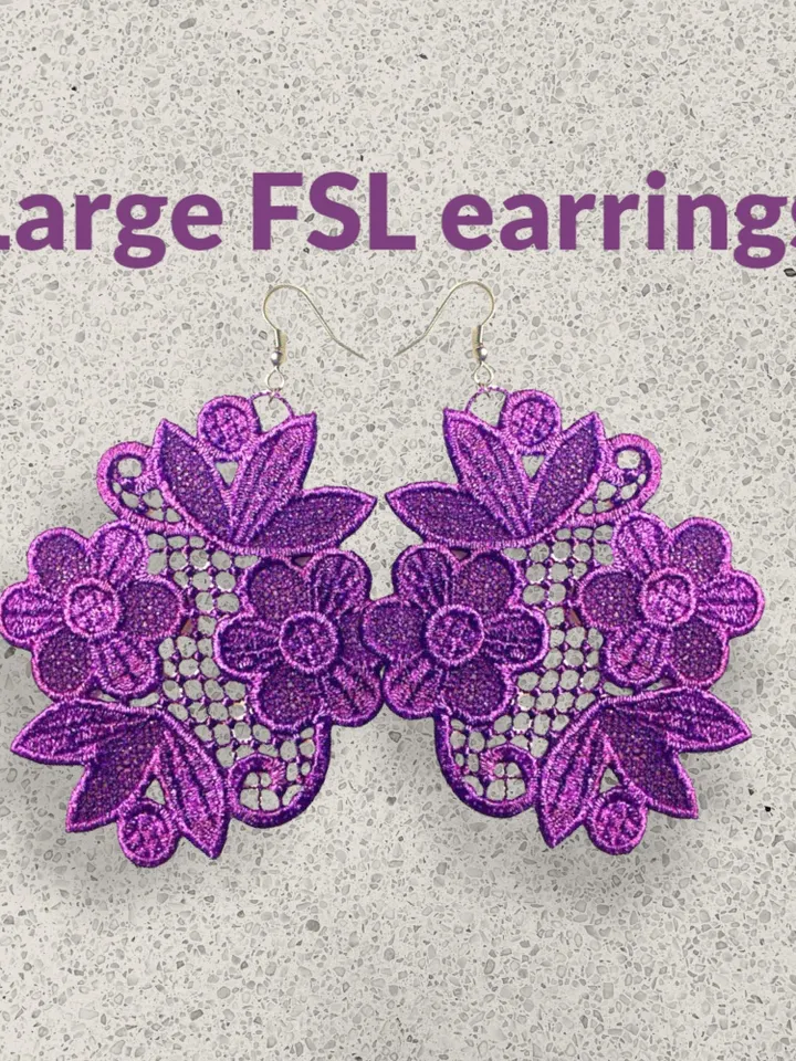 Lage Free Standing Lace Earrings machine embroidery design FSL pattern digital embroidery design jewerly embroidery motif