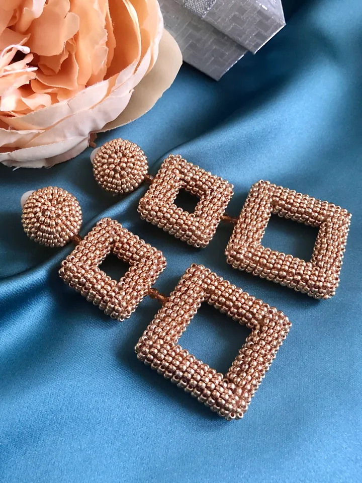 Double Squared Beaded Earrings