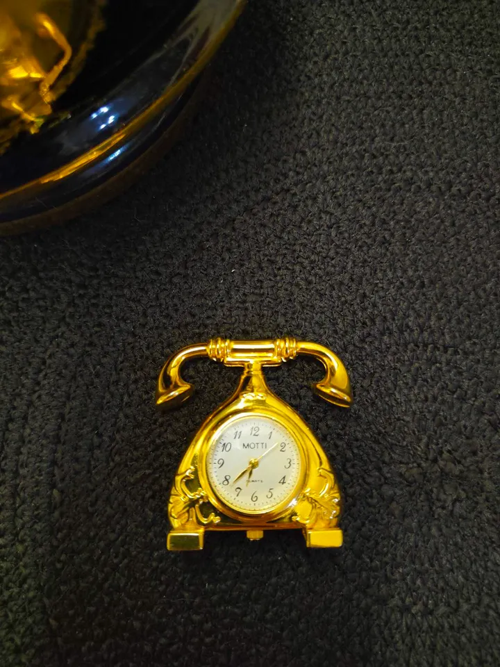 Miniature boudoir clocks,Vintage phone clock,quartz watch,art deco style,brass watches,watches for collection