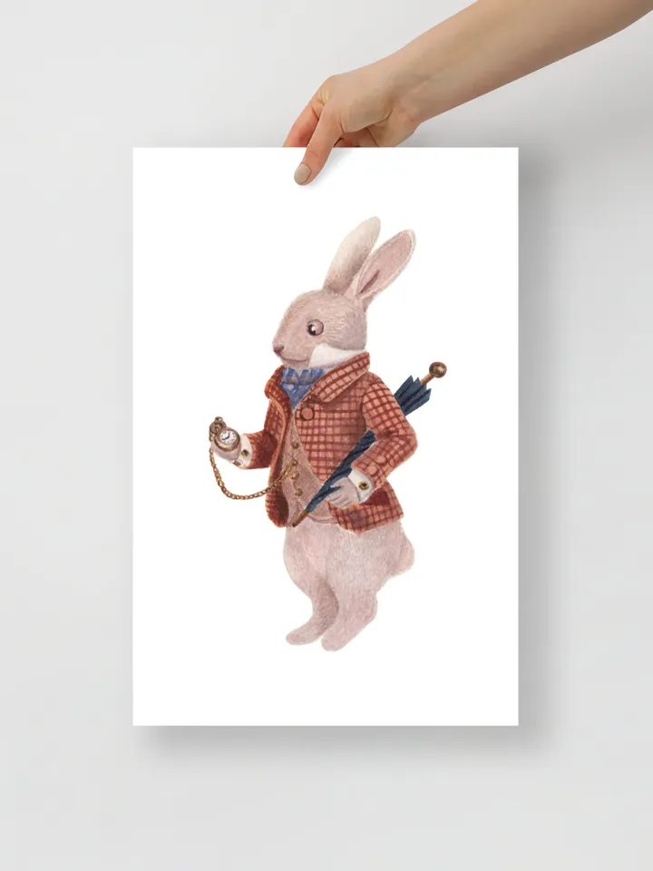 Rabbit Watercolor Wall Art Print Bunny Rabbit Alis In Wonderland White Rabbit Gift Woodland Rabbit Gift Bunny Painting Rabbit Decor Print