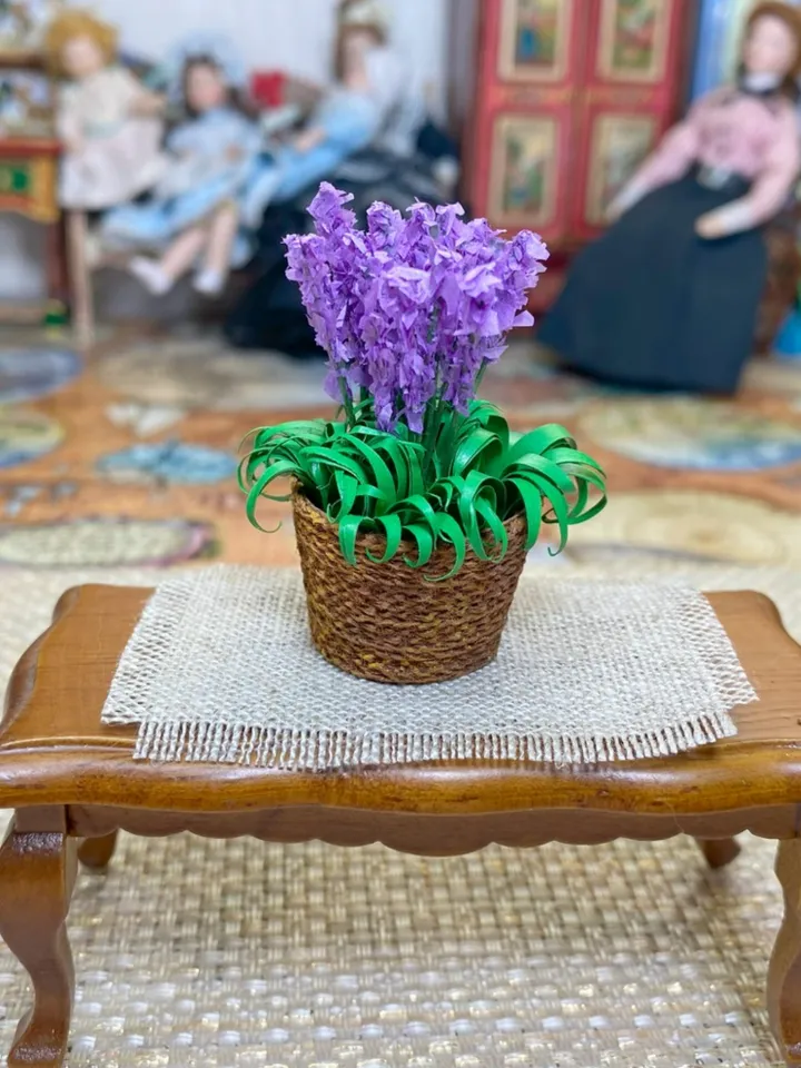 Lavender in a flowerpot. Doll miniature. 1:12. Handmade.