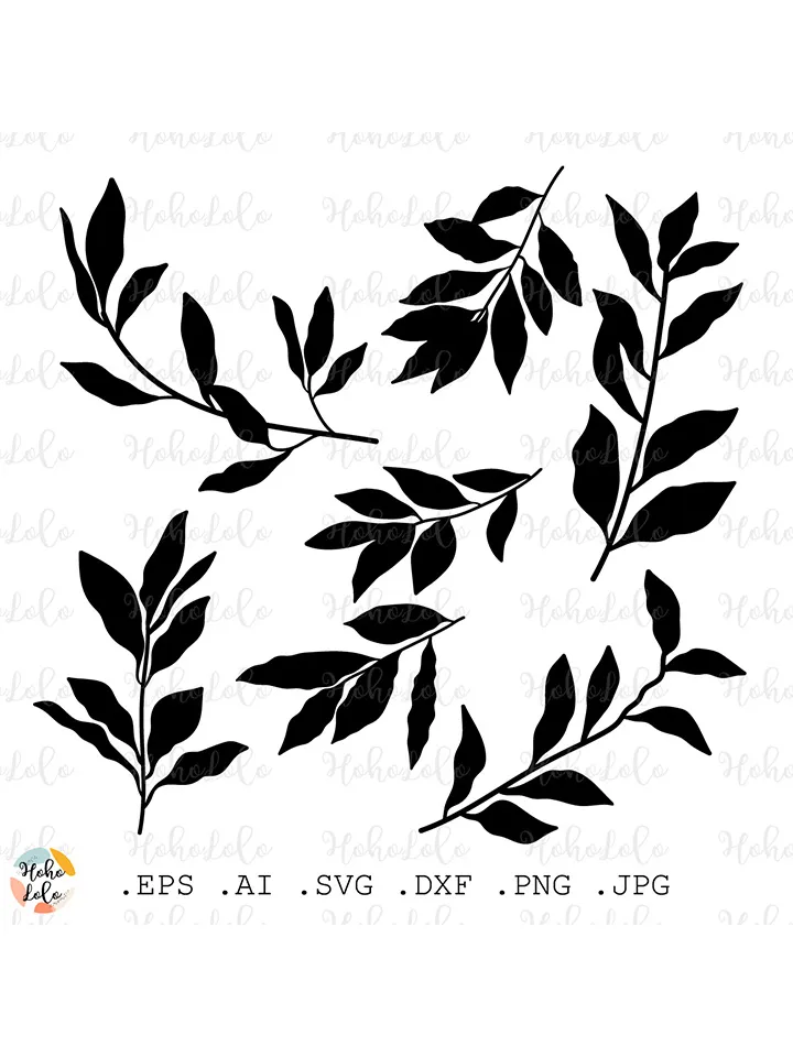 Bay Leaves Svg, Laurel Svg, Bay Leaves Silhouette, Bay Leaves Stencil Template Dxf, Bay Leaves Cricut, Bay Leaves Clipart Png