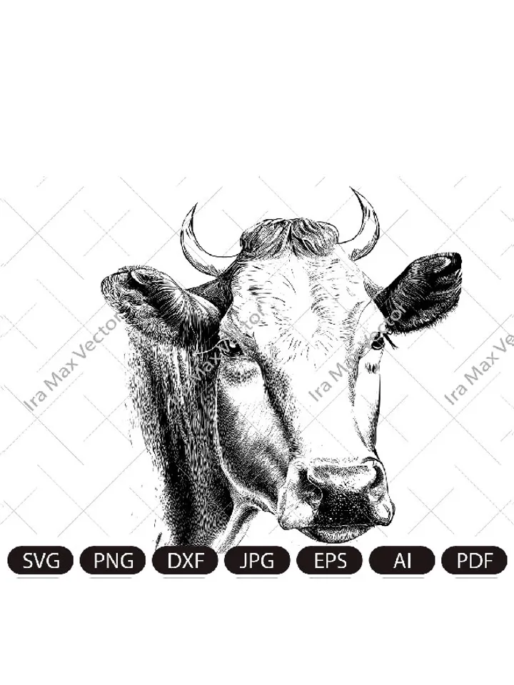 Cow Vector Animal,cow head Illustration,cow face svg, Print on Demand, Wall Art, Logo