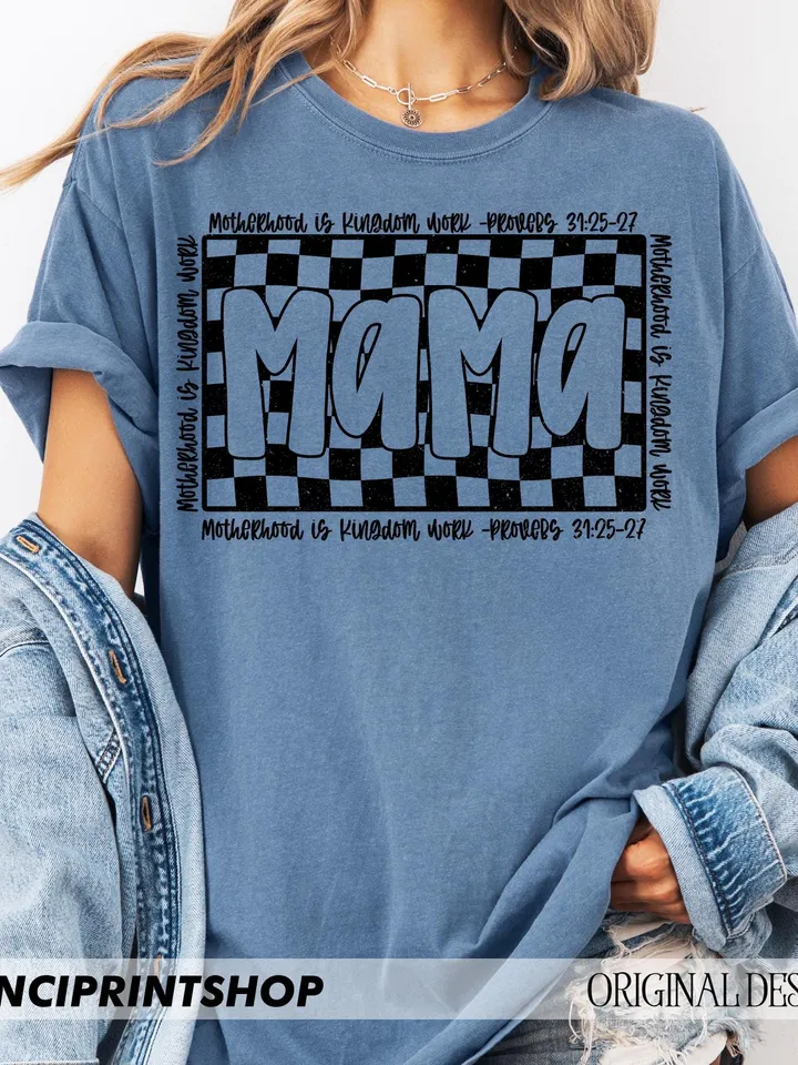 Christian Mom png, Retro Checkered Mama PNG, Motherhood is Kingdom Work png, Christian Mothers Day png, Mama Shirt Design, Christian png