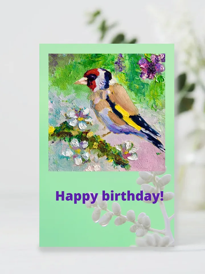 Digital Greeting Card, Art card for Bird, Goldfinch Postcard, Happy Birthday E-Card