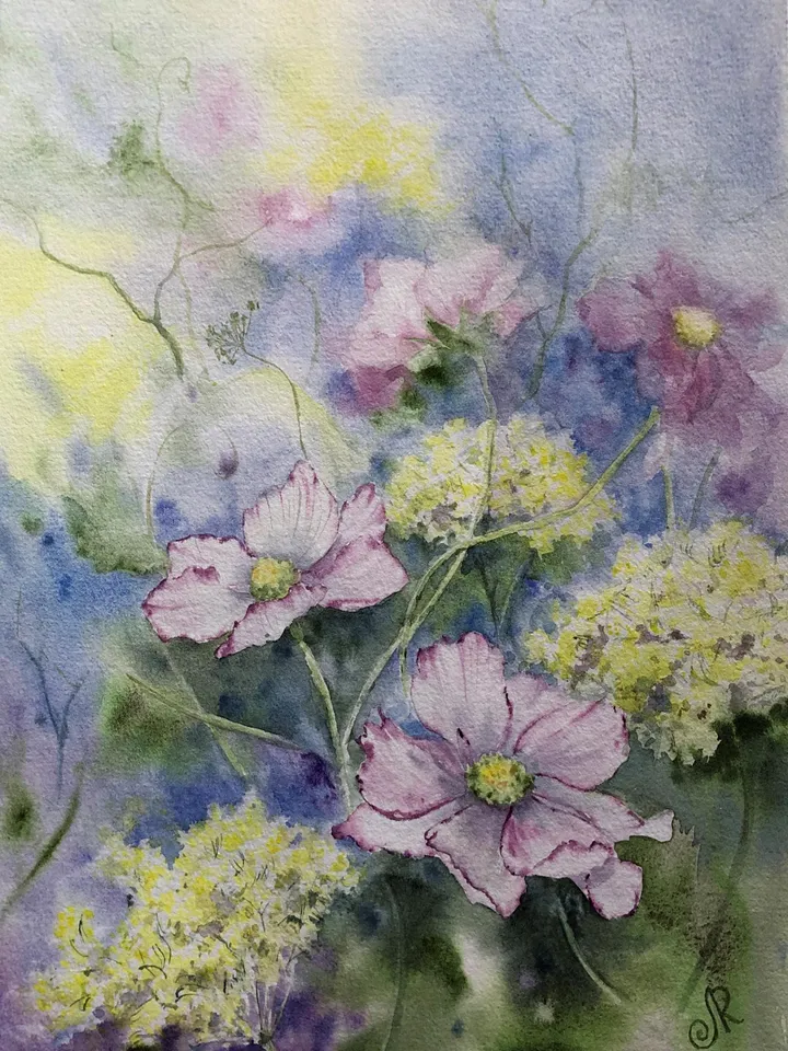 Flowers Original Painting Wildflowers Watercolor Floral Wall Art Meadow Painting