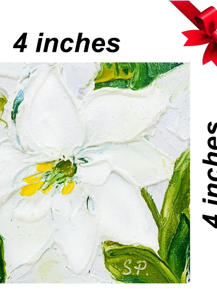 Lily Painting Cornflower Original Art Impasto Oil Painting 4x4 Impasto Lily Wall Art Floral Meadow Painting Field