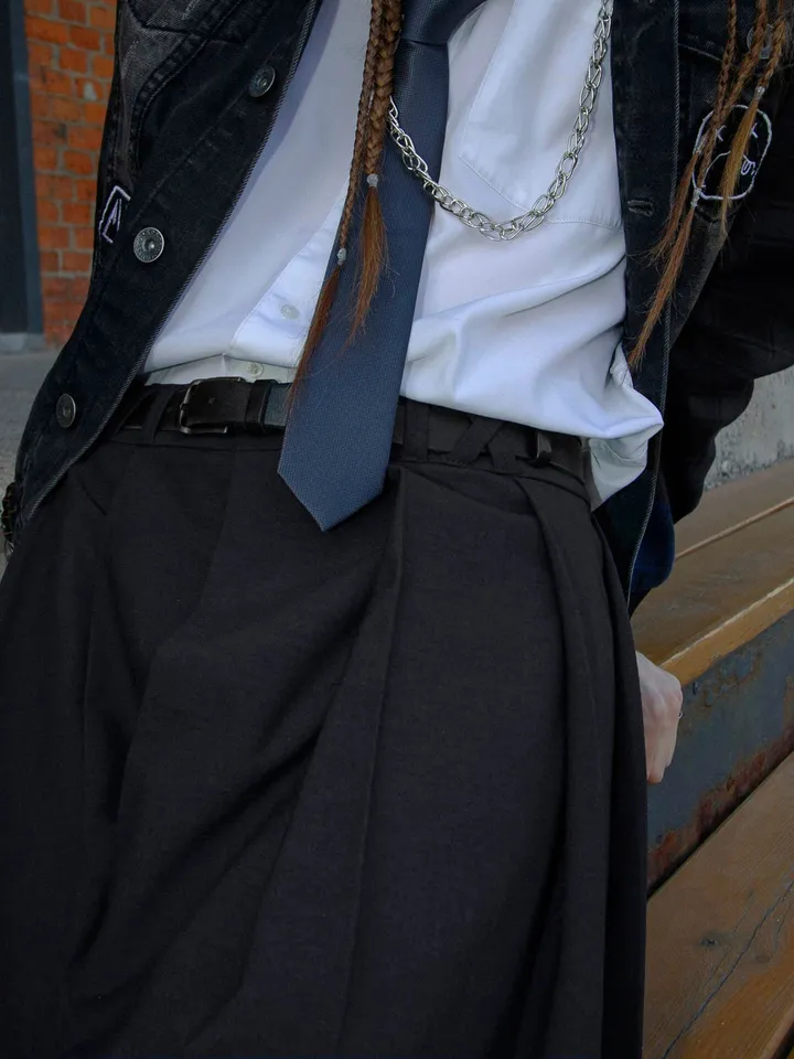 Men's "School Mood" asymmetrical pleated skirt \ Men's skirt \ kilt