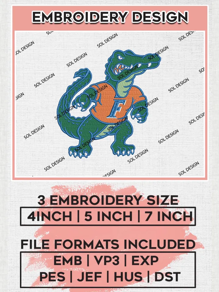 NCAA Florida Gators Team Mascot Logo Machine Embroidery Design, NCAA Florida Gators Team Design Design files, NCAA Team Embroidery Designs, NCAA Machine Embroidery Designs, Digital Download
