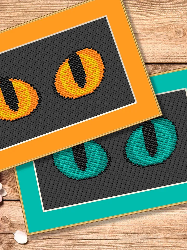 Cat's Eyes Cross Stitch Pattern, Cat Cross Stitch Pattern, Embroidery Cat, Animal Cross Stitch Pattern, Modern Cross Stitch Pattern #cat004