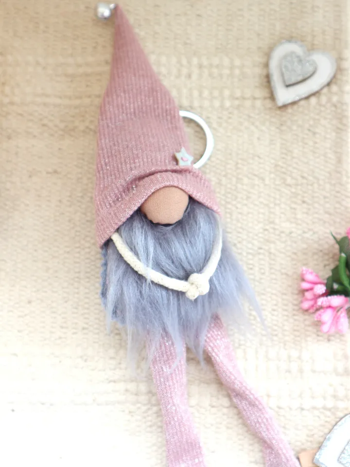 Pink and grey Gnome charm