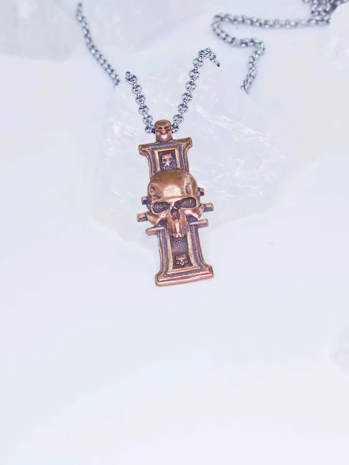 Pure Copper Inquisition Insignia Pendant with Skull