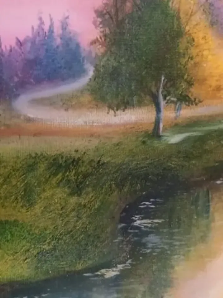 Painting, oil, "Pink landscape", size 40 x 60 cm
