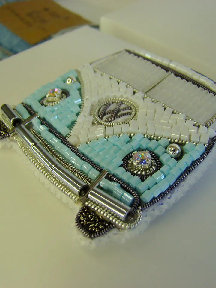 Brooch Car, beaded brooch, embroidered brooch, handmade design, custom brooch, cute brooch
