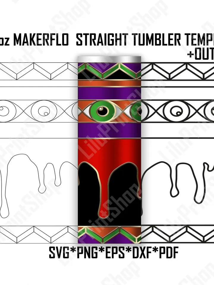 Dripping blood 20oz skinny svg Halloween template for Straight Skinny Makerflo, Tumbler cut file Instant download