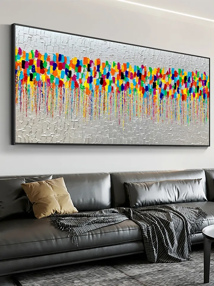 Original Oil Painting On Canvas, Abstract Colorful Textured Palette Art, Large Wall Art, Living room Wall Art, Home Decor, Boho Wall Decor