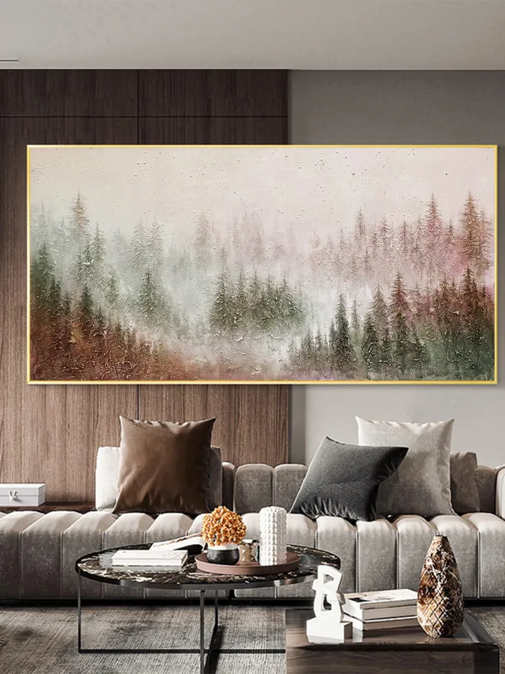 Original Colorful Forest Painting on Canvas Custom Painting Texture Wall Art Personalized Gift Giant Trees Nature Scenery Art Home Decor