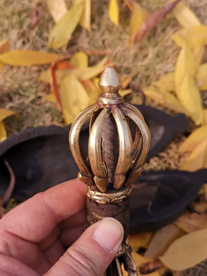 Gandhanra Powerful Vintage Vajra Dorje with Wooden Case ,Tibetan Tantric Buddhism (Vajrayana) Ritual Implement,Handmade in Nepal,7.0&quot;