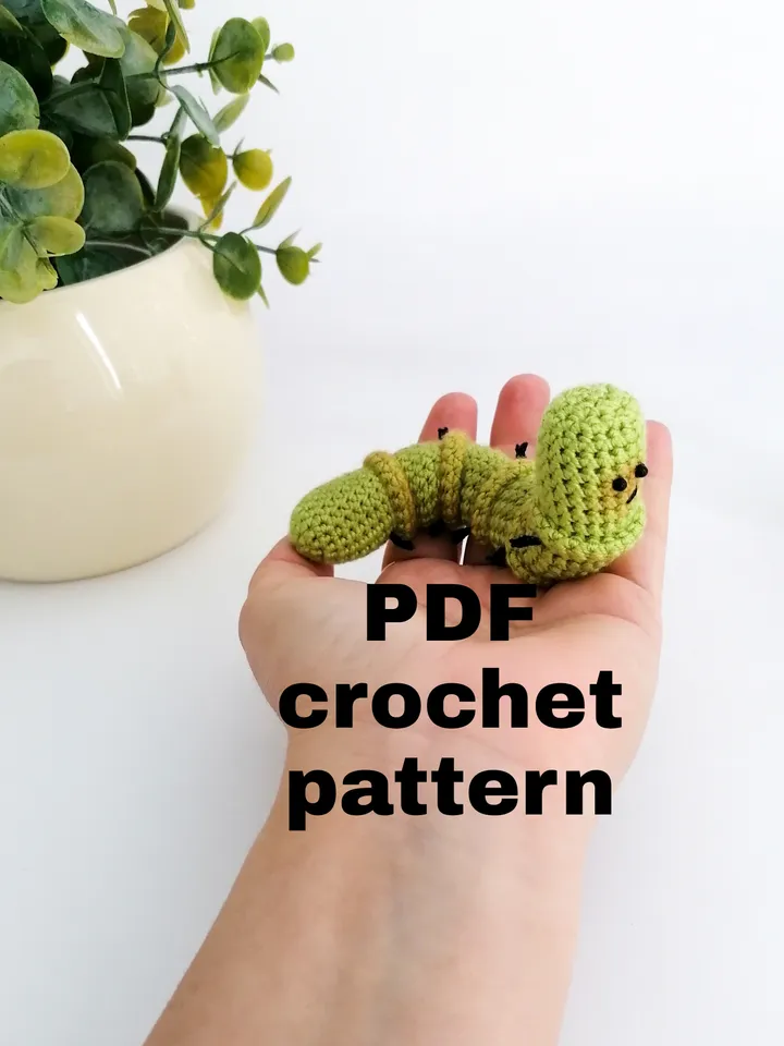 crocheted caterpillar, handmade, pattern PDF