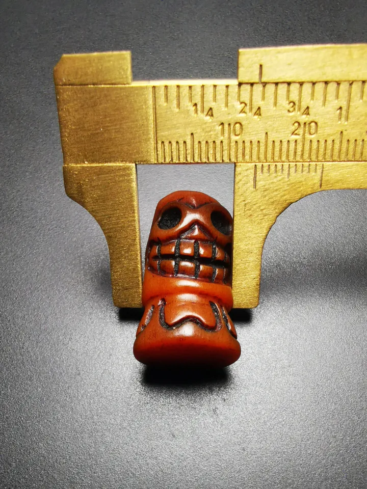 Gandhanra Tibetan Amulet,Yak Bone Carved Skull Sītavana Pendant, Hand-carved Skull Pendant for Prayer Bead/Necklace
