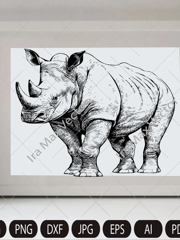 Rhino Svg, Rhino Clipart, Rhino detailed, Rhino Head, Rhino Cut Files , Rhino Silhouette, Animals Silhouette