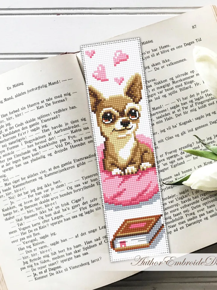 Dog bookmark cross stitch pattern PDF download Cute dog cross stitch chart, Pet bookmark pattern digital PDF, Dog lover bookmark #B465