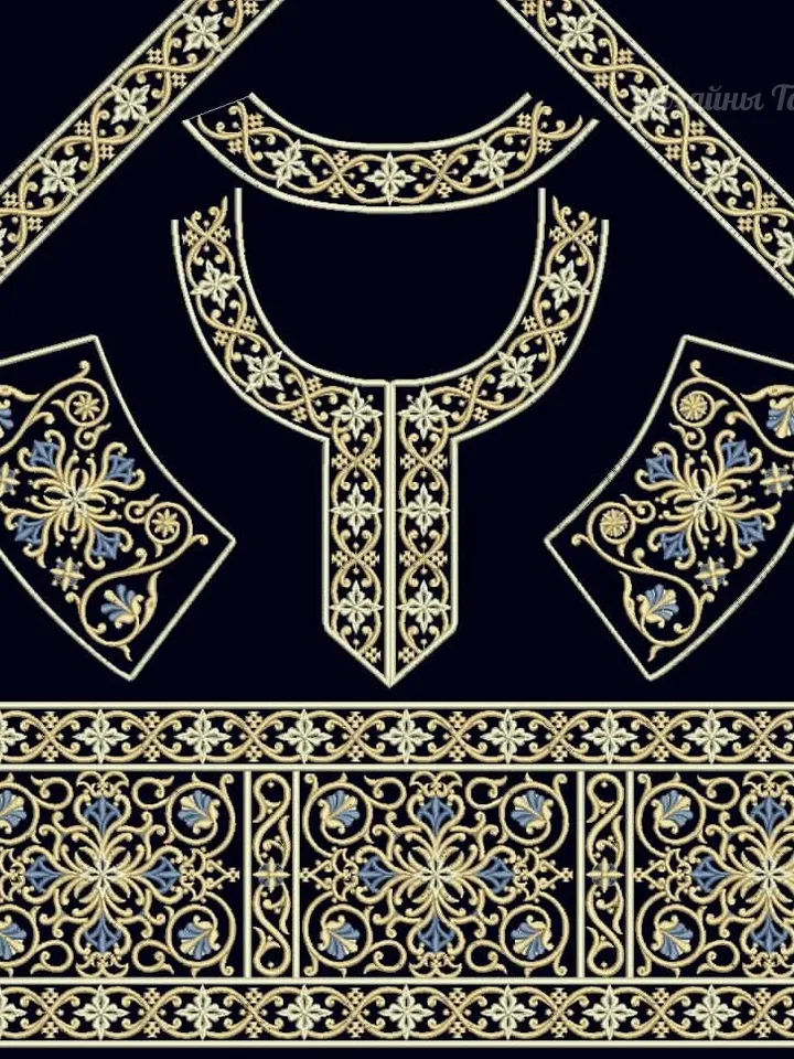 The neck."Iveron" set of designs for machine embroidery.