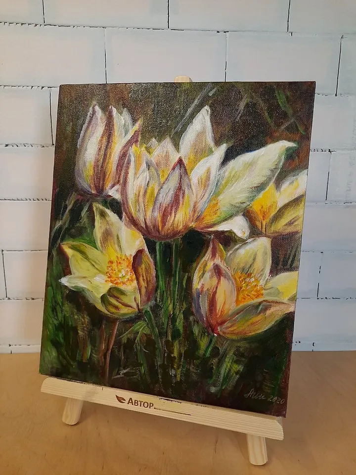 Crocus flower painting Original acrylic painting Floral landscape painting
