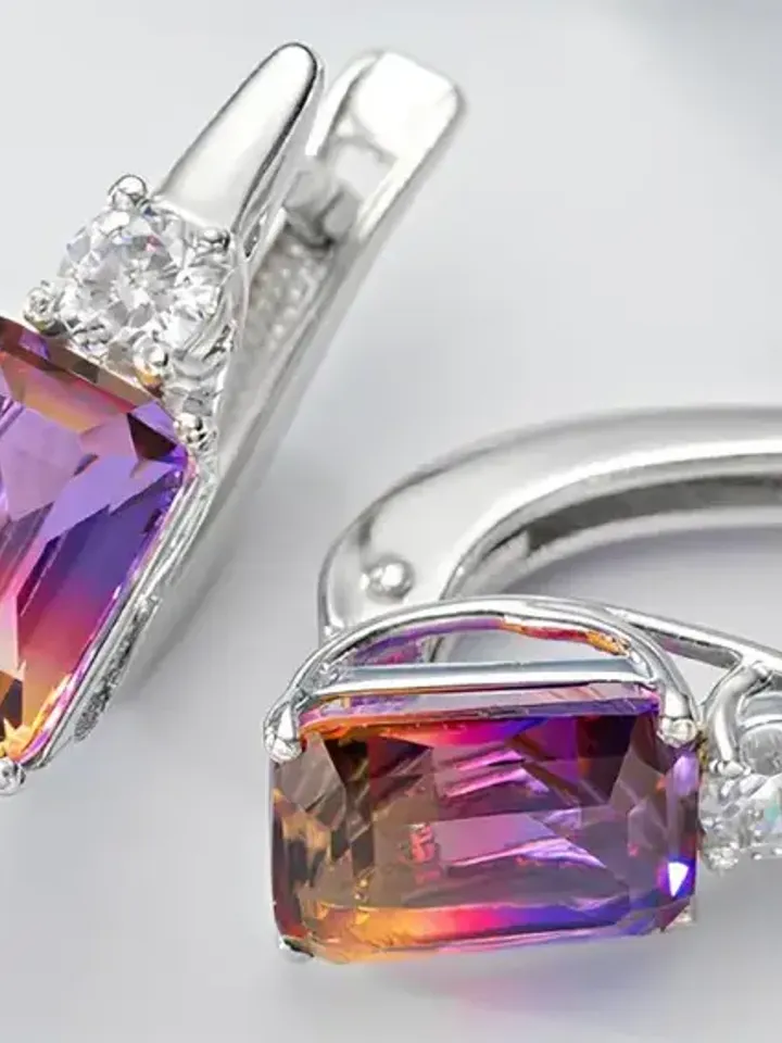 Earrings silver 925 with ametrine