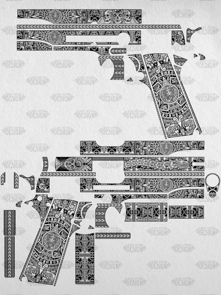 VECTOR DESIGN Colt 1911 government Aztec calendar