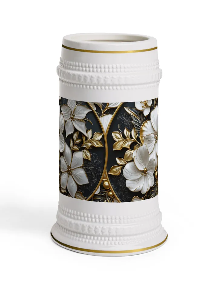 Floral Beer Stein Mug | Elegant Drinkware | Perfect Gift for Beer Lovers | Home Bar Decor | Wedding Toasting | Celebrate Any Occasion