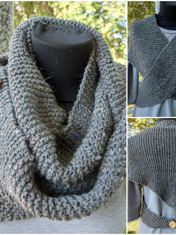 Gray Heather Outlander Inspired Shawl,Outlander costume,Hand knitted shoulder wrap, Neck cowl, Chunky neck warmer, Outlander cosplay.