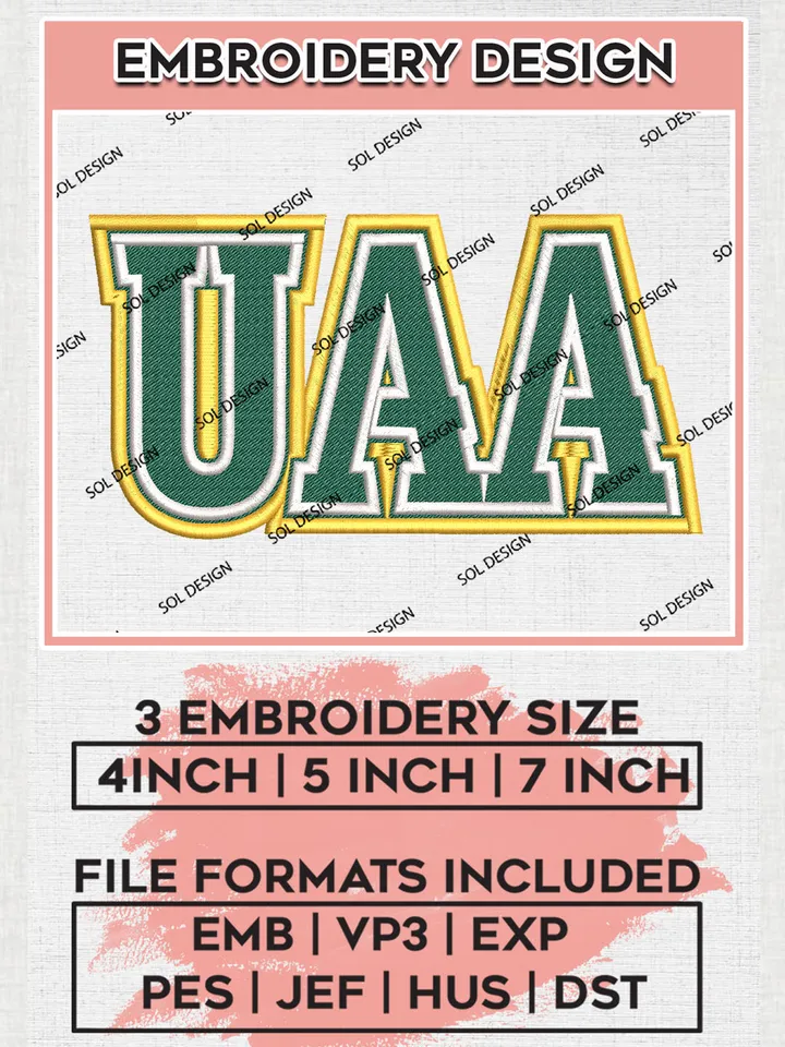 NCAA UAA Seawolves Team Logo Embroidery Design Files, NCAA Alaska Anchorage Seawolves Machine Embroidery, NCAA Teams, 3 sizes, NCAA Machine embroidery designs, Digital Download