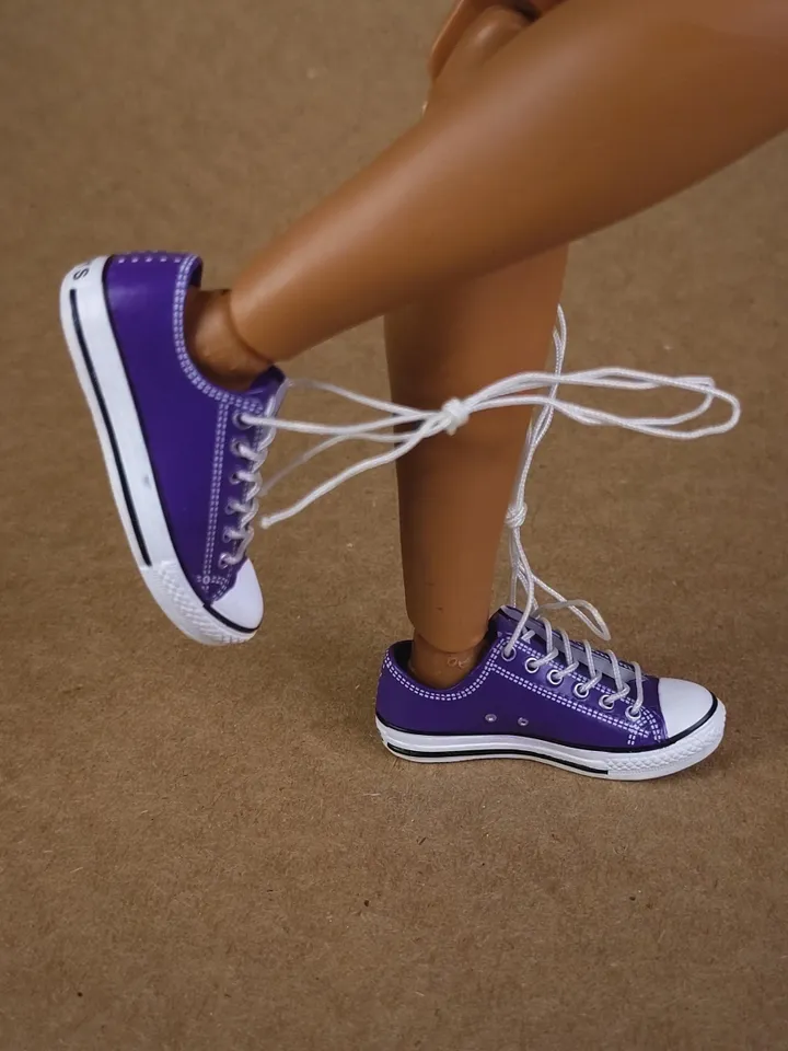 Premium purple low sneakers for 12 inch male dolls