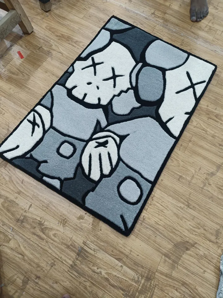 Kaws rug, handcrafted wool rug, case rug, Kaws carpet, handmade carpet, rug for living room, hallway, cartoon carpet, Kaws, 2x3, 3x5, 4x6.
