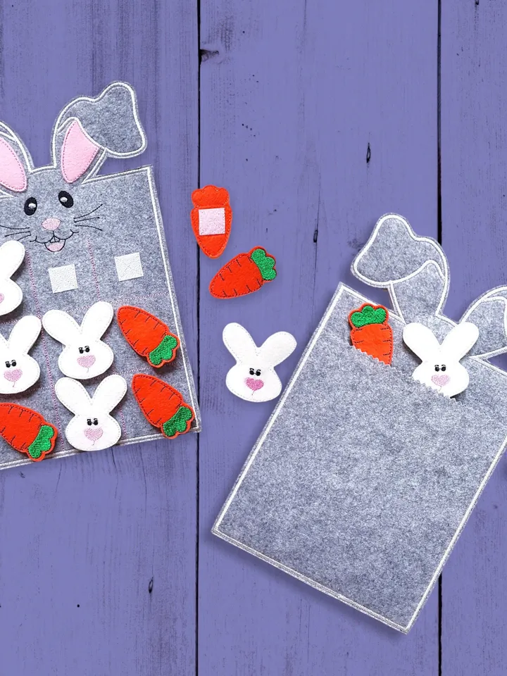 Rabbit Tic Tac Toe Game Machine Embroidery Designs in the hoop project digital embroidery pattern Machine embroidery pattern for children