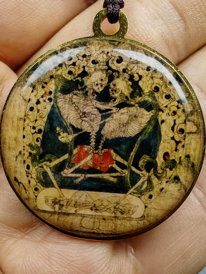 Gandhanra Vintage Tibetan Amulet,Double Sided Citipati Skull Pendant,Protective Charm,Spiritual Gift