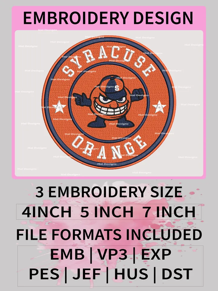 NCAA Syracuse Orange Embroidery File, 3 Sizes, 6 Formats, NCAA Machine Embroidery Design, NCAA Logo, NCAA Teams