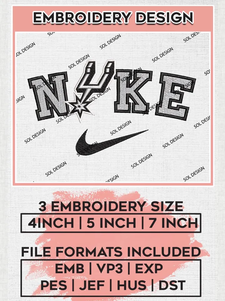 Nike San Antonio Spurs Machine Embroidery Designs, NBA San Antonio Spurs Embroidery Design Files, NBA Spurs Logo, NBA Machine Embroidery Designs, NBA Embroidery Designs, Digital Download