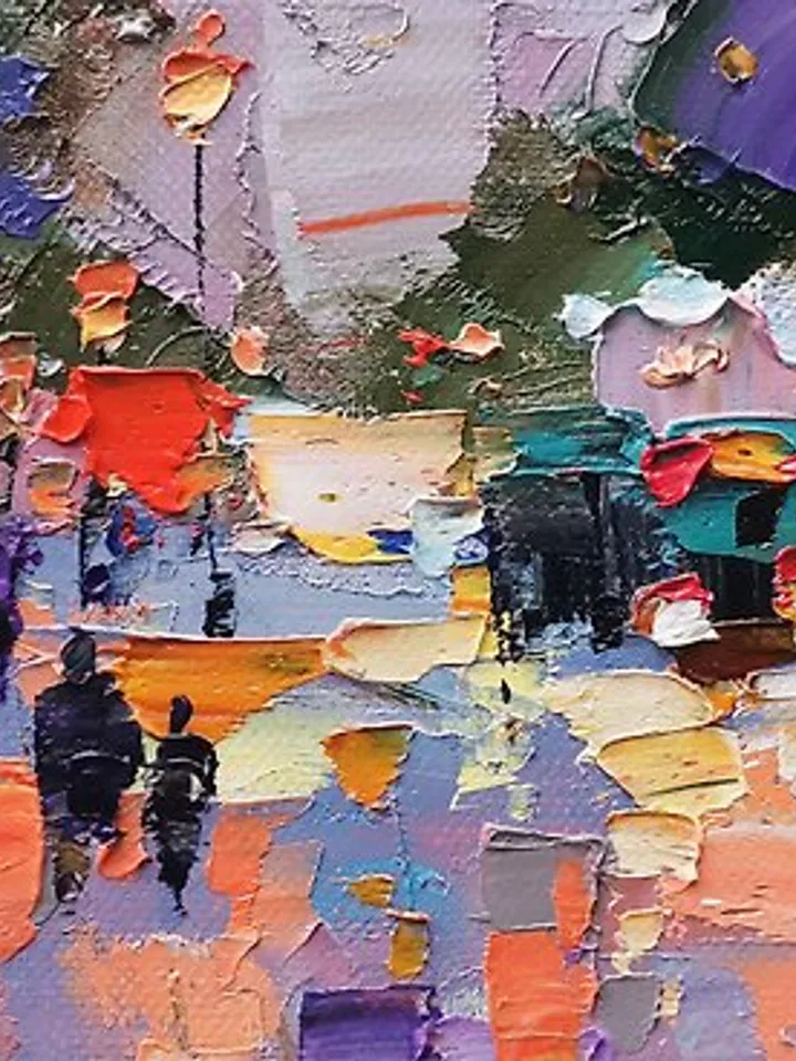Night Sity Painting Original Art London Impasto Oil Painting Sityscape