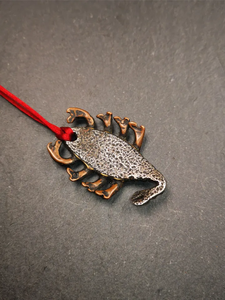 Gandhanra Handmade Tibetan Amulet,Scorpion Guru of Padmasambhava, Buddhist Scorpion Totem Pendant, Made of Cold Iron,1.6"